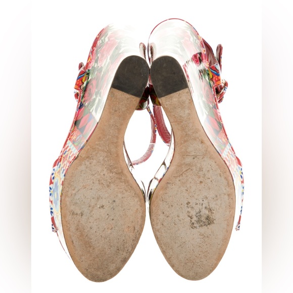 Dolce & Gabbana Leather Floral Mambo Wedges - Sz 9 - Picture 5 of 5